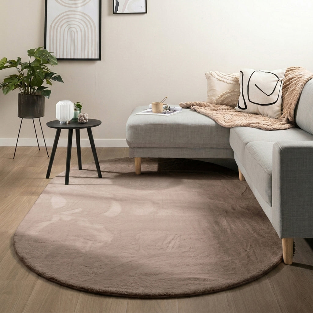 Oval low-pile rug - Cozy Taupe