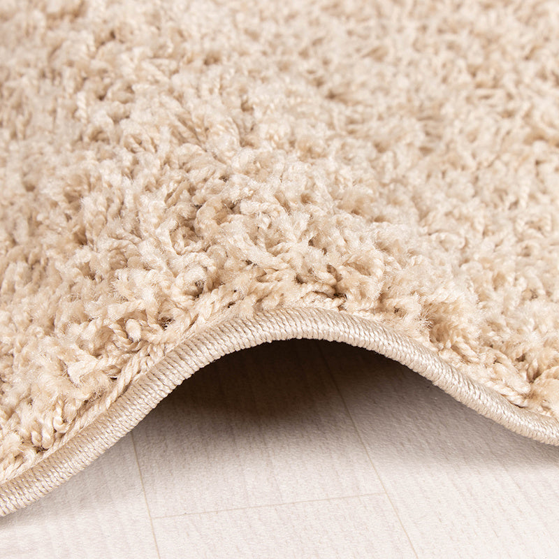 Round High Pile Rug - Solid Beige