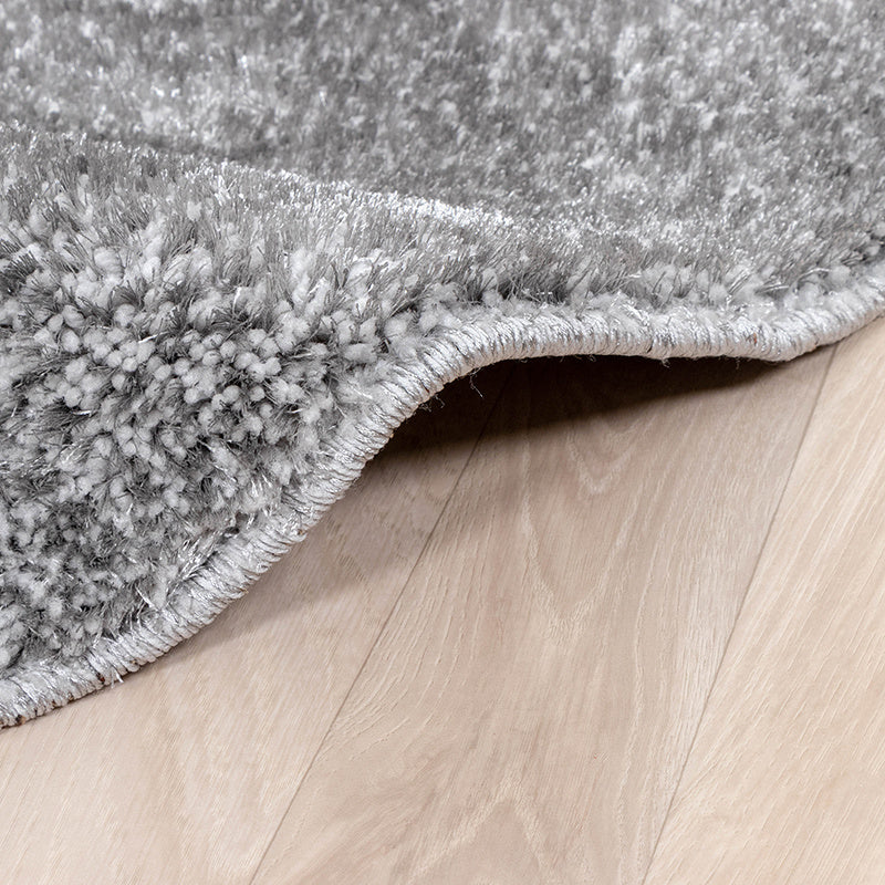 Round High Pile Rug - Glazy Light Grey