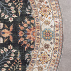 Round Vintage Outdoor Rug - Santo Flora Dark Green