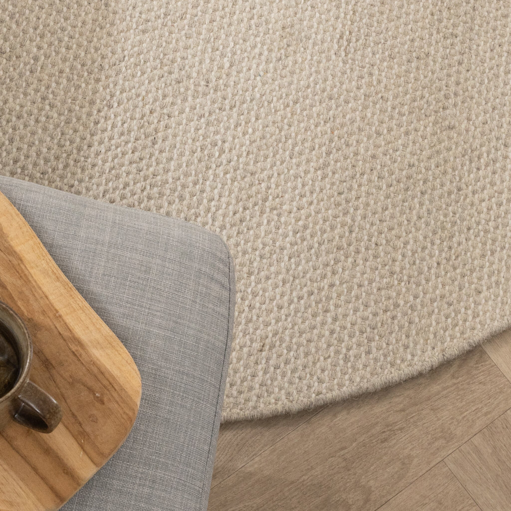 Round Wool Rug - Bliss Cream/White