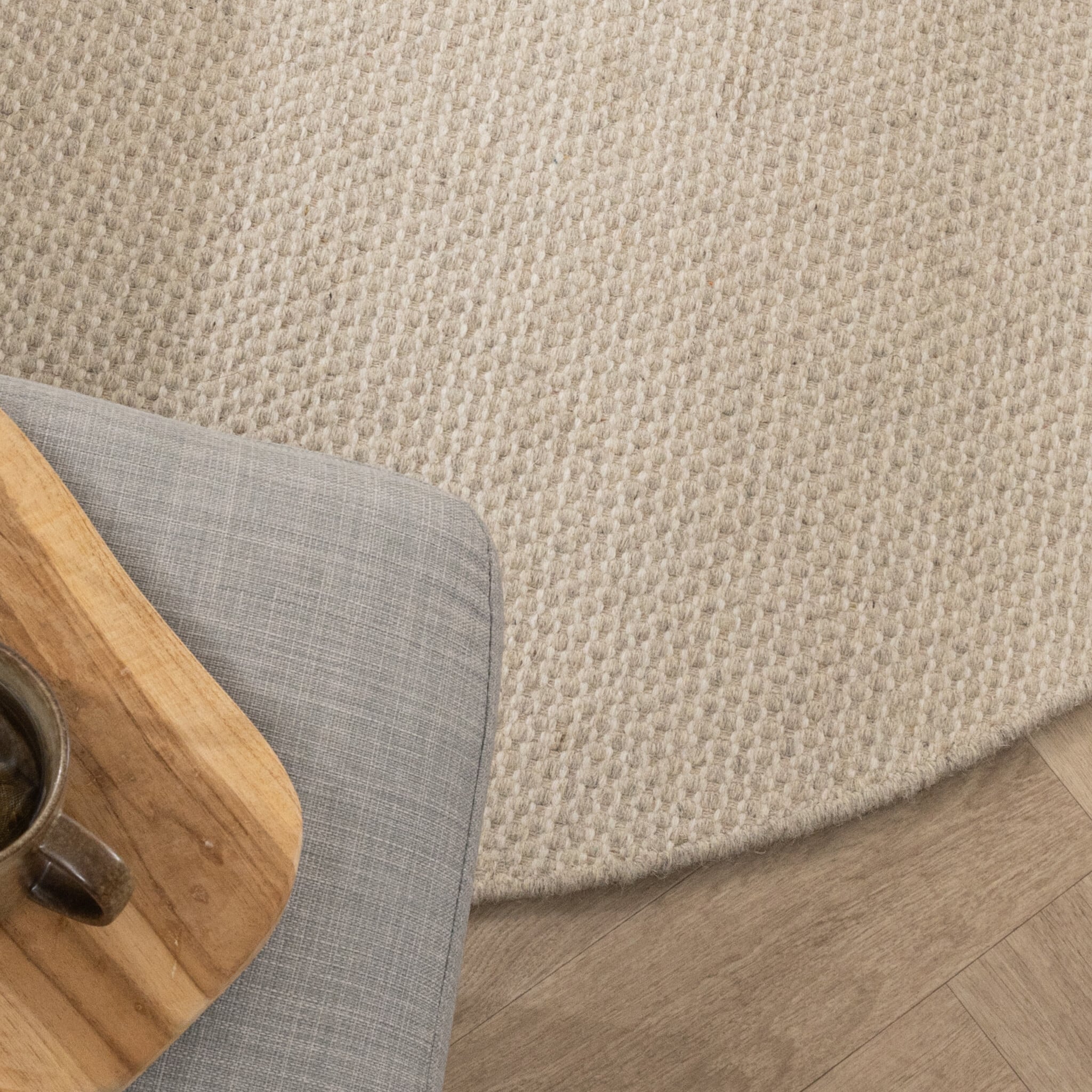 Round Wool Rug - Bliss Cream/White