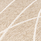 Round Modern Outdoor Rug - Porto Lines Cream