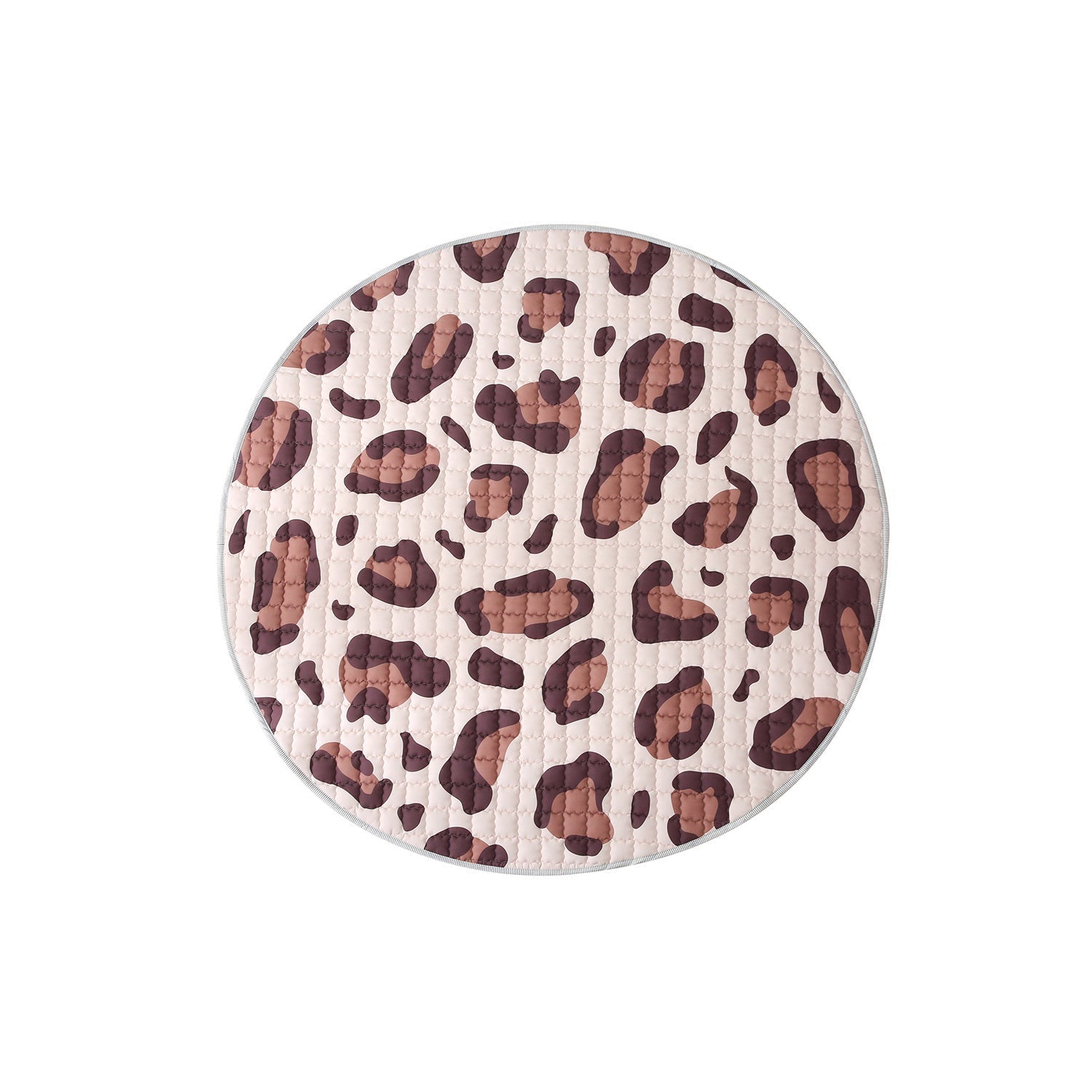 Baby play rug round - Noa Leopard Print Brown