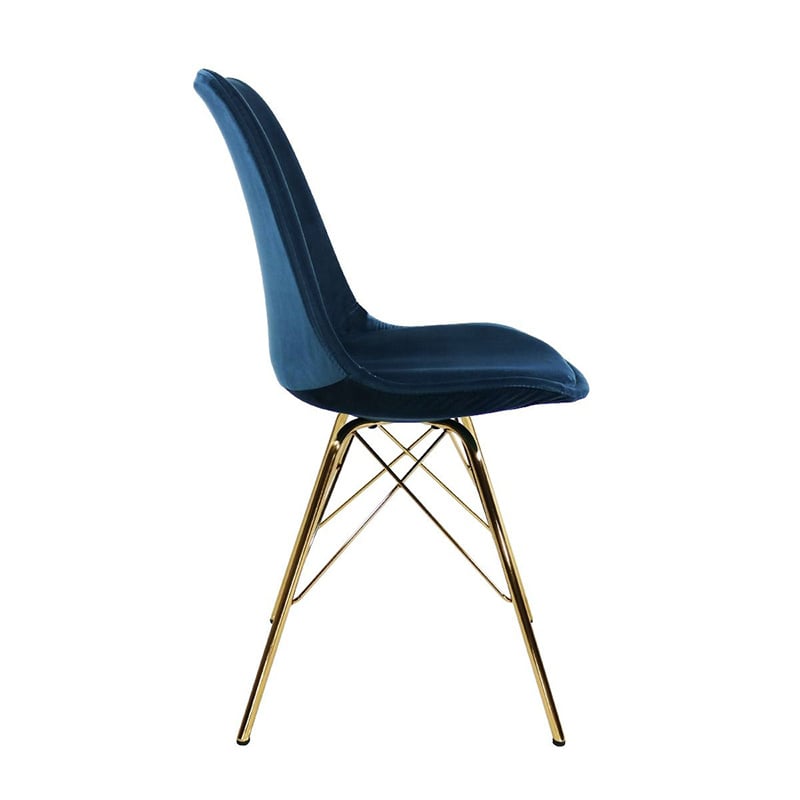 Velvet chair dark blue - Gold frame