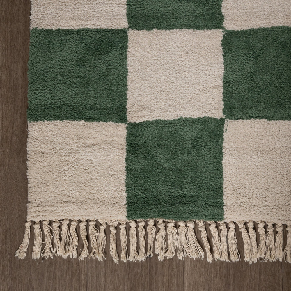 Checkerboard Rug - Blox Fringe Green