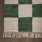 Checkerboard Rug - Blox Fringe Green