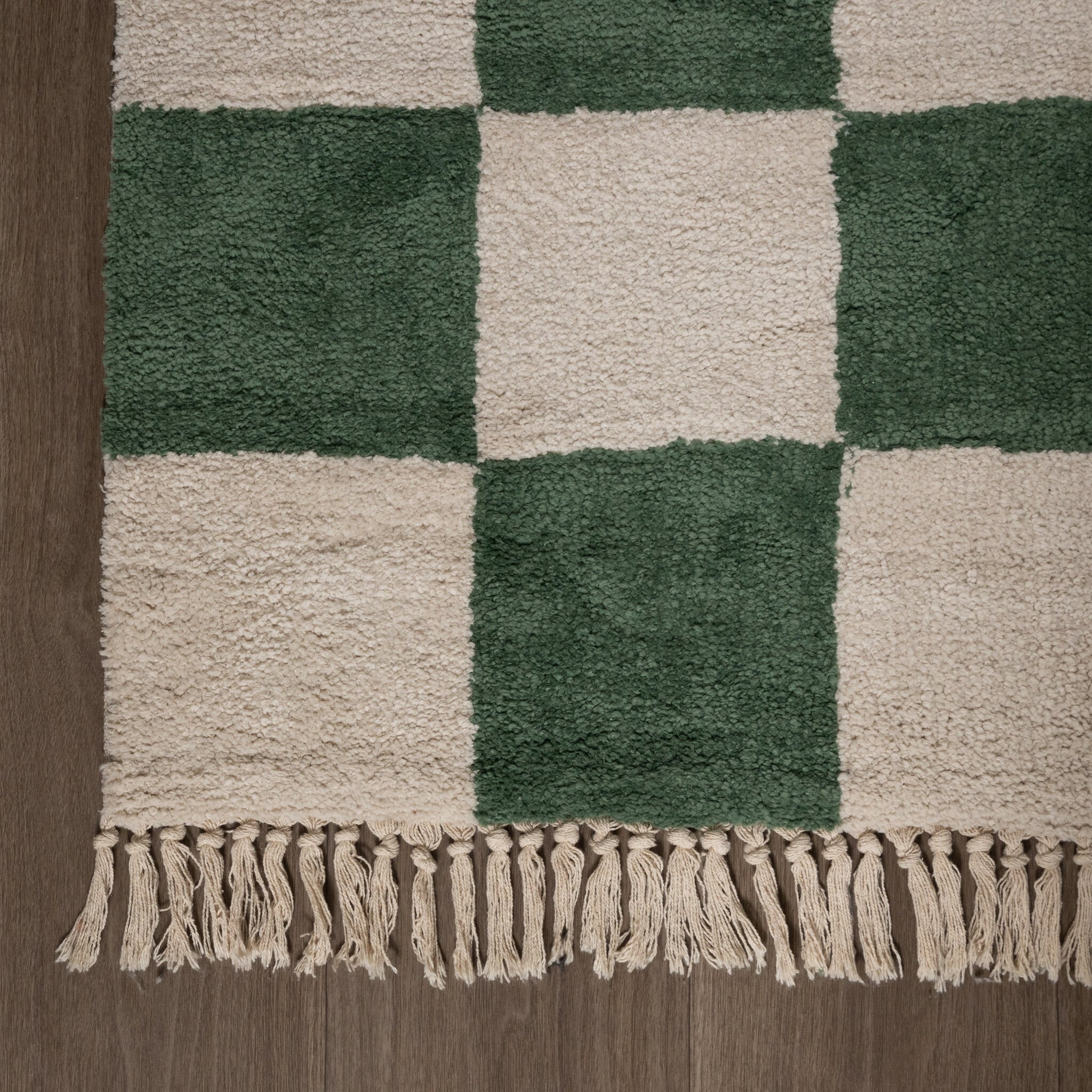 Checkerboard Rug - Blox Fringe Green