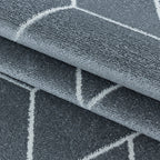 Retro Floor Rug - Stencil Triangle Grey/White