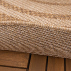 Round Jute Outdoor Rug - Mavi Border Cream/Brown