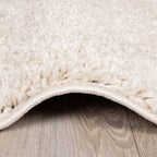 Round High Pile Rug - Lofty Cream/White