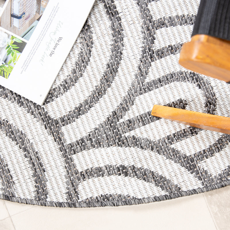 Round Outdoor Rug - Summer Arch Grey