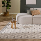 Sustainable floor rug - Lorre Blocks White/Grey