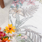 Round outdoor rug flowers - Poppy Cream