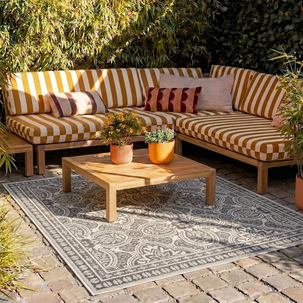 Square Outdoor Rug - Summer Oriental Grey