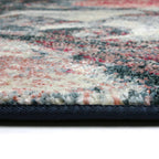 Round floral floor rug - Flores Blue/Red