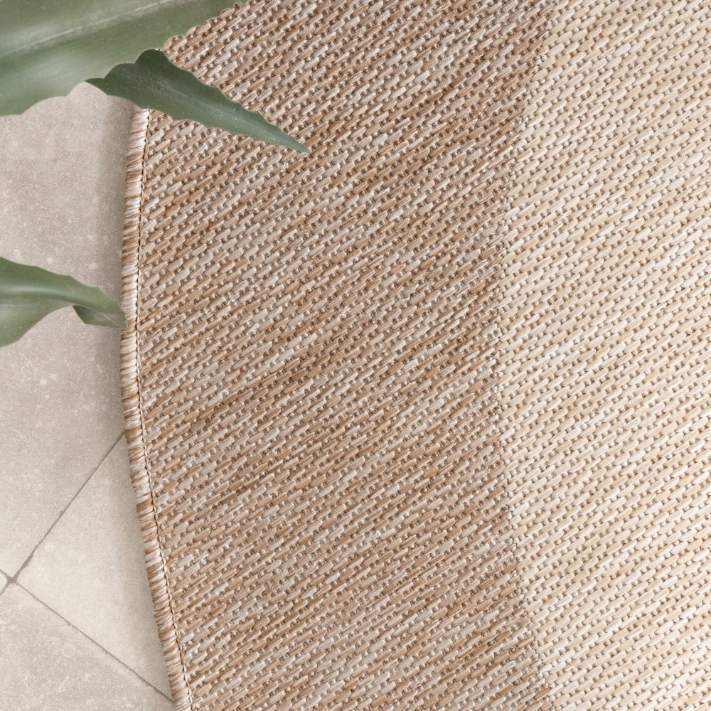 Round Indoor & Outdoor Rug – Sierra Border Cream/Beige