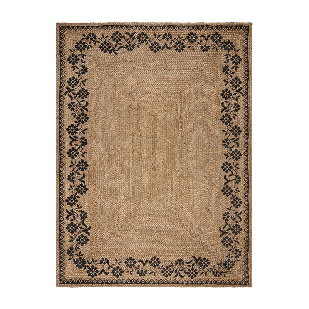 Jute floor rug - Marino Floral Natural