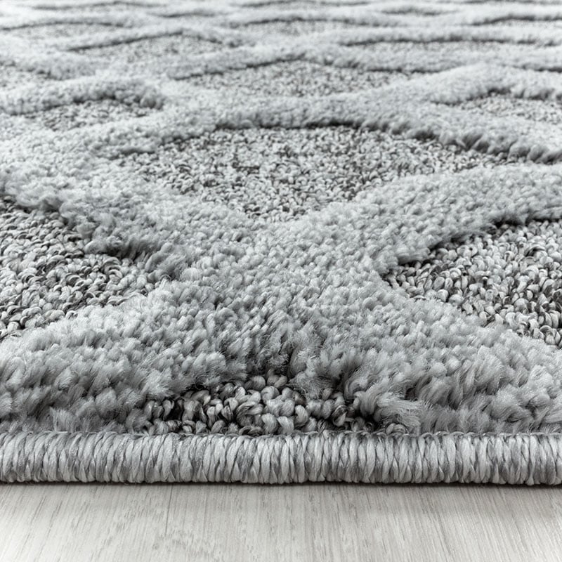 Round Scandinavian Floor Rug - Pitea Tile Grey