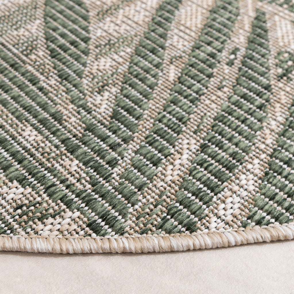 Round Outdoor Rug - Tiga Edge Green
