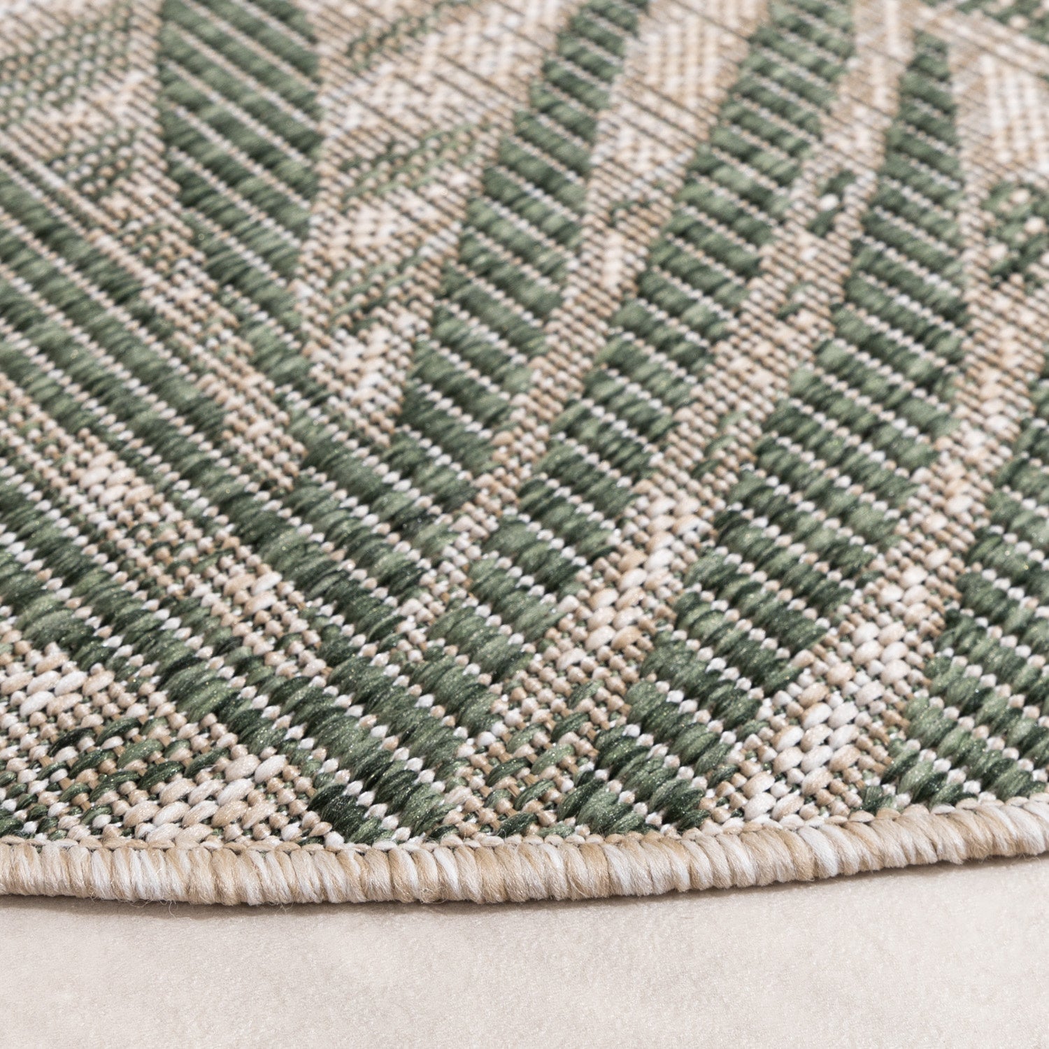 Round Outdoor Rug - Tiga Edge Green