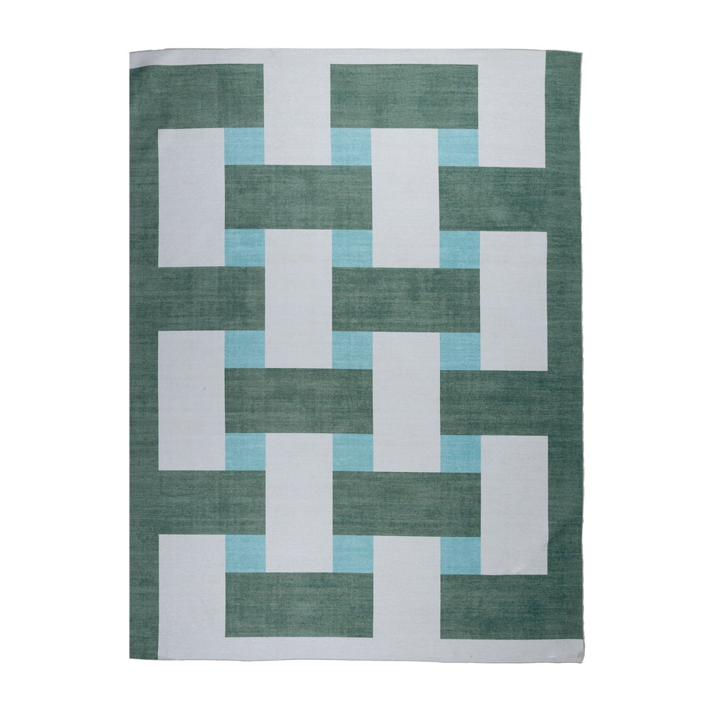 Retro Indoor Outdoor Rug - Pop Lines Green