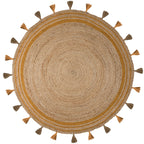 Round jute floor rug - Lunaro Natural/Ochre Yellow