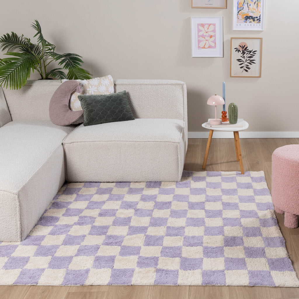 Retro Rug - Gambit Lilac/White