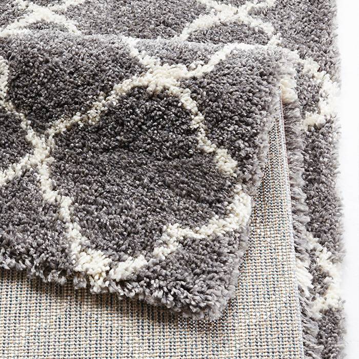 High-pile floor rug - Hamar Rings Grey/Cream