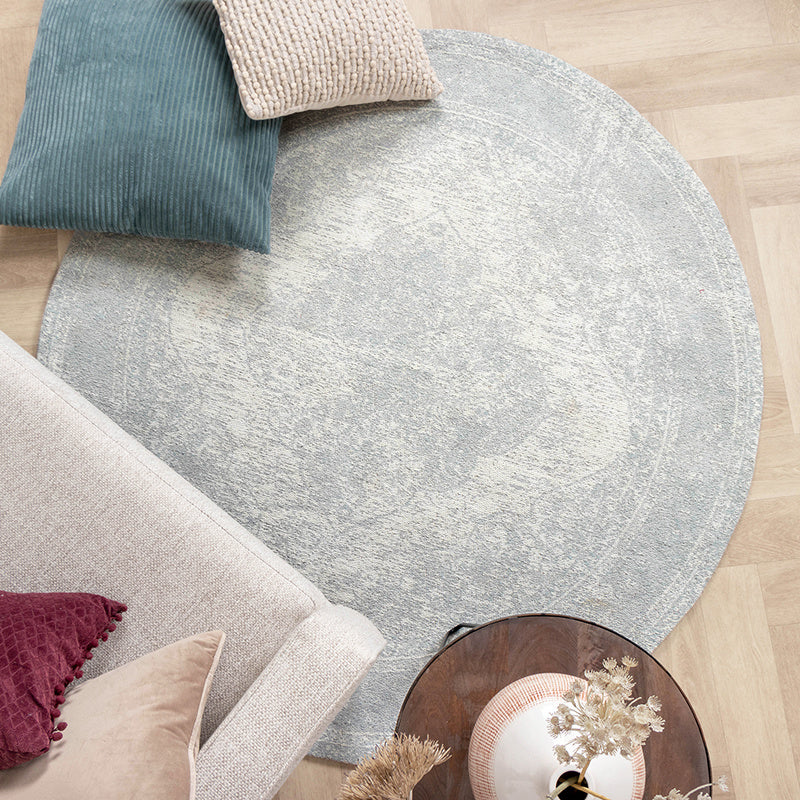Round Vintage Rug - Admire Light Grey