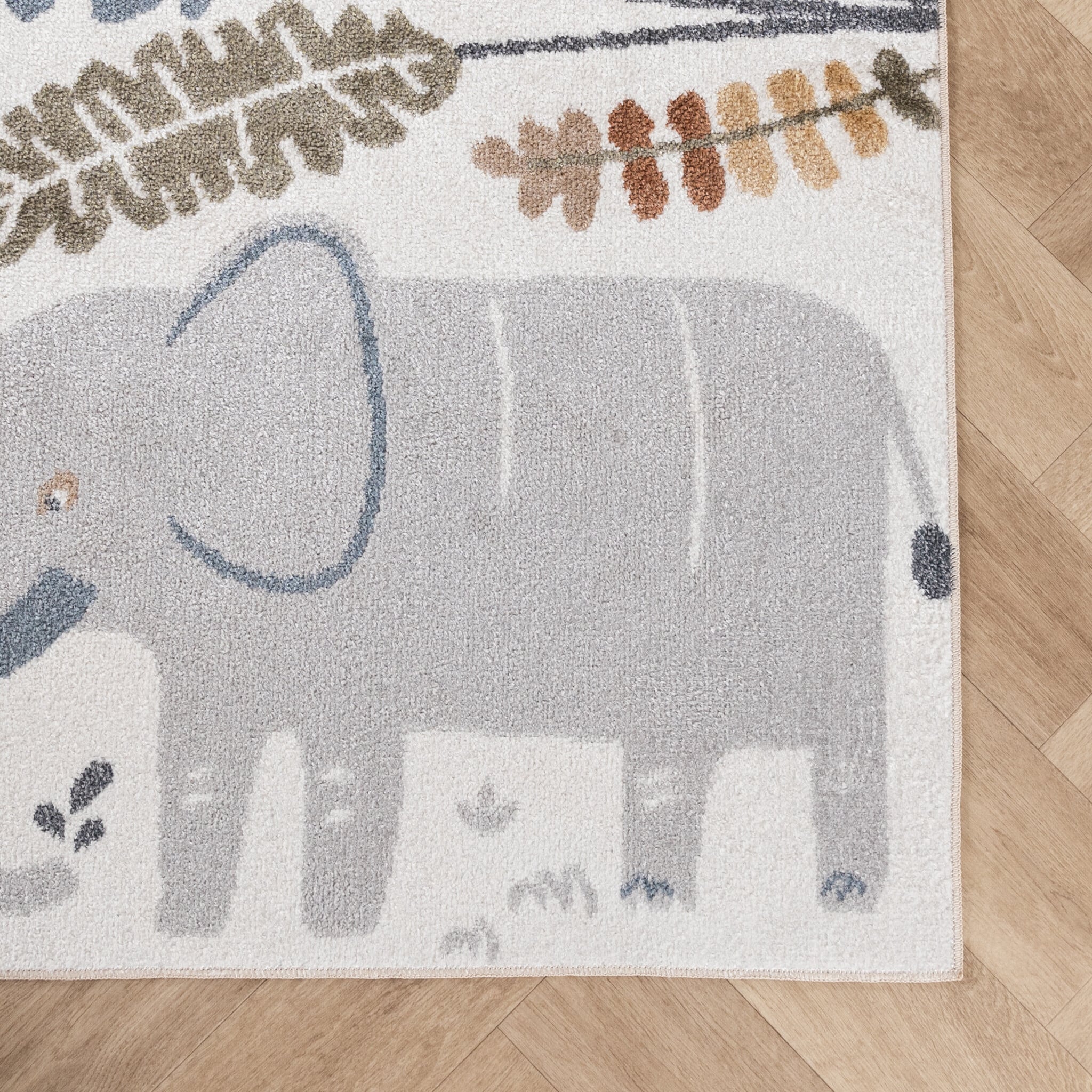 Washable Kids Rug - Mace Animals Cream
