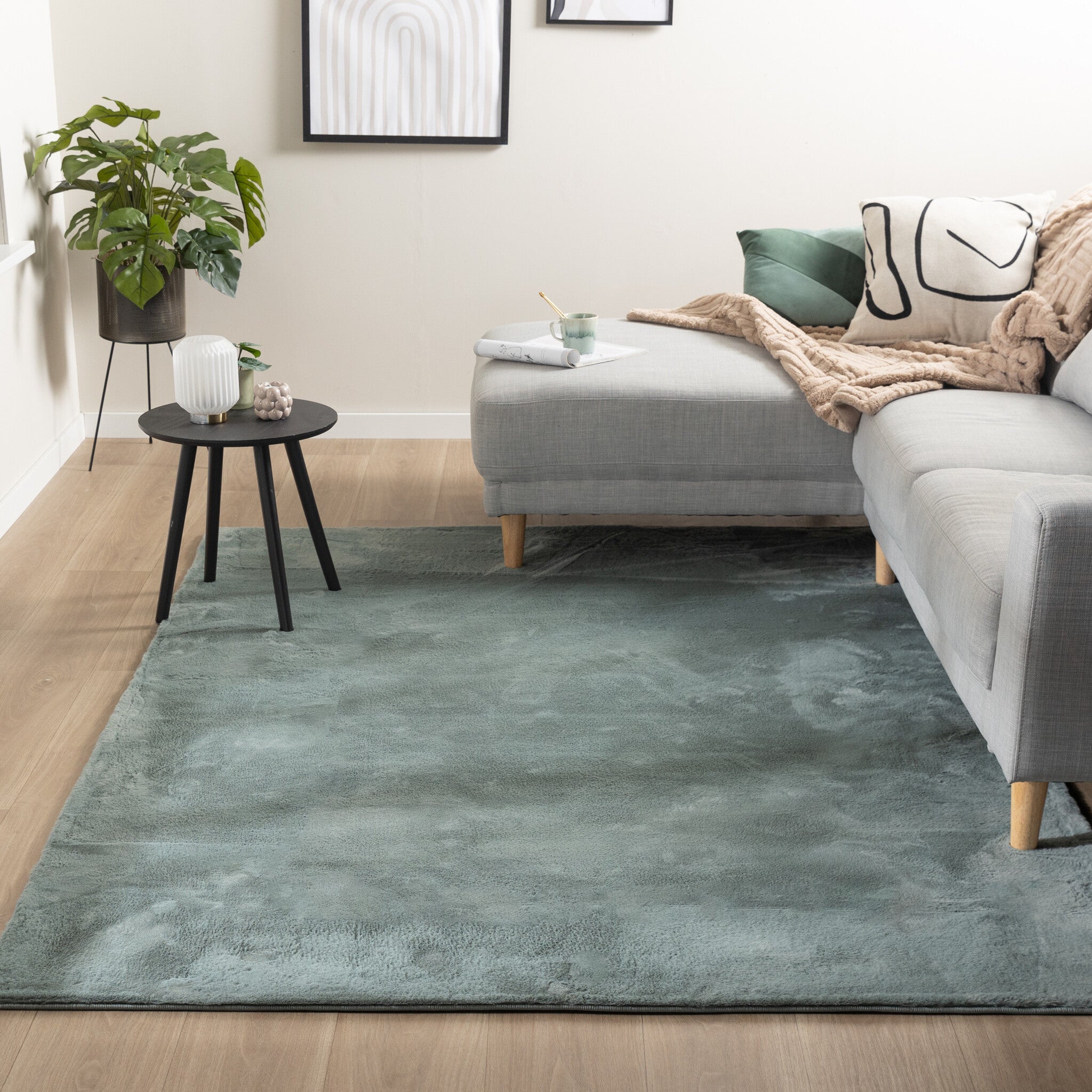 Soft Low-Pile Rug - Cozy Green
