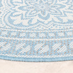 Round Outdoor Rug - Summer Oriental Light Blue