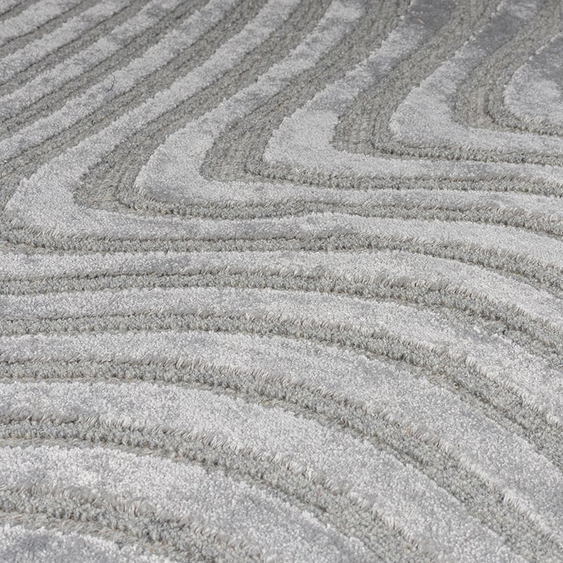 Graphic Floor Rug - Patno Channel Silver