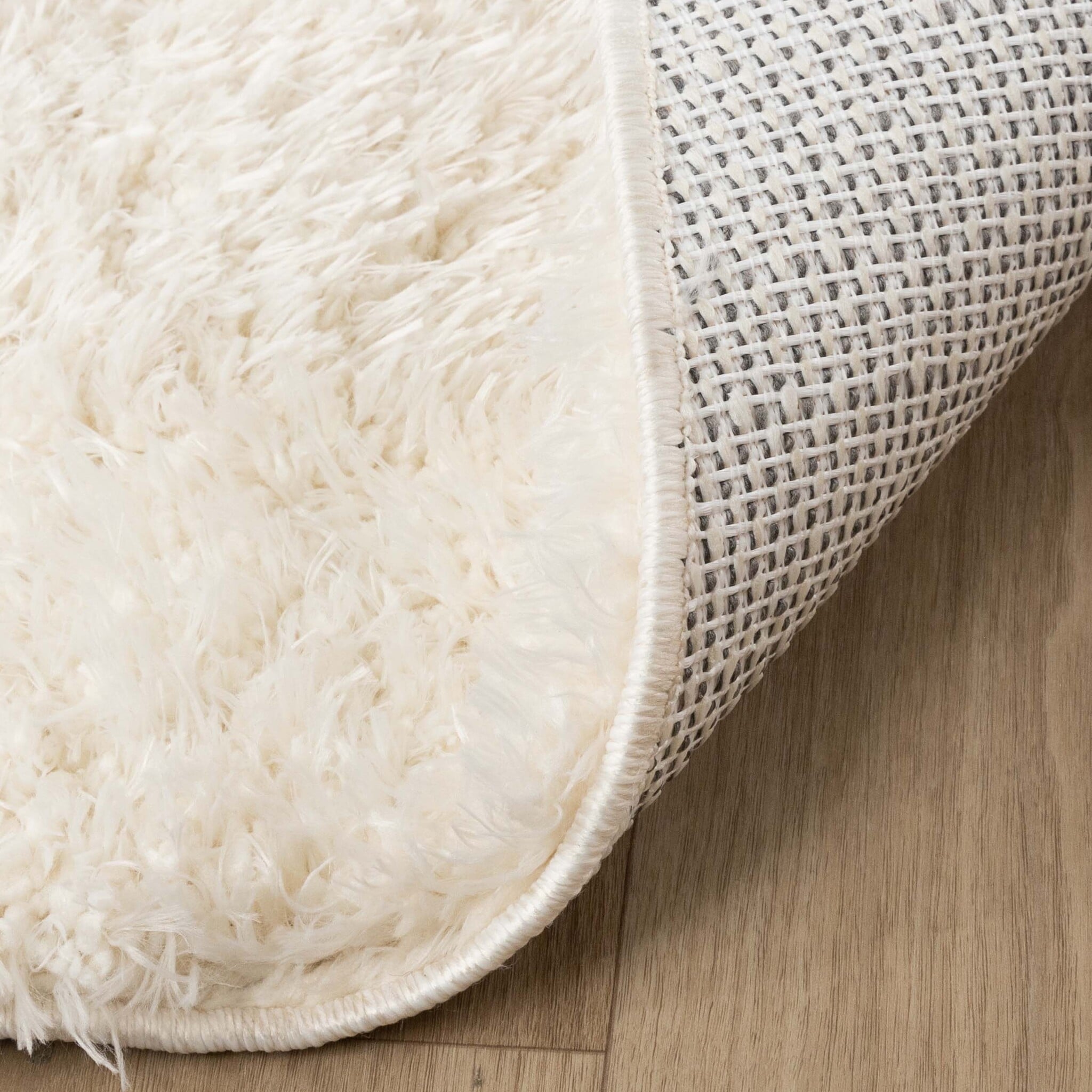 Oval Shaggy Rug - Blaze Cream/White