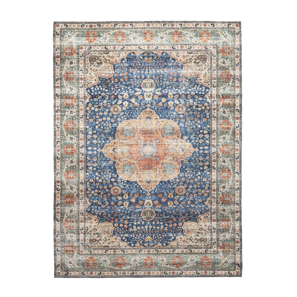 Indoor Outdoor Rug - Kairo Medallion Dark Blue/Terra