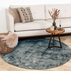Round Viscose Rug - Pearl Blue/Green