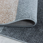 Retro Floor Rug - Stencil Rectangles Brown/Grey