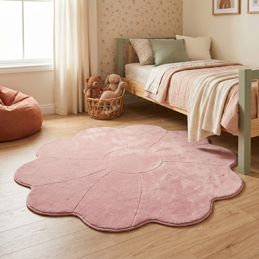 Washable Children’s Rug – Coco Flower Dark Pink