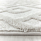 Round Scandinavian Floor Rug - Pitea Pattern Cream