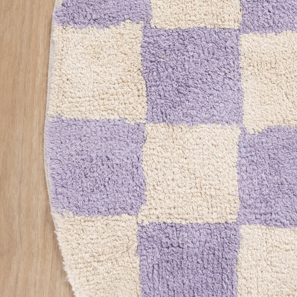Round Retro Rug - Gambit Lilac/White