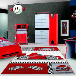 Children's Floor Rug - Mila Car Red