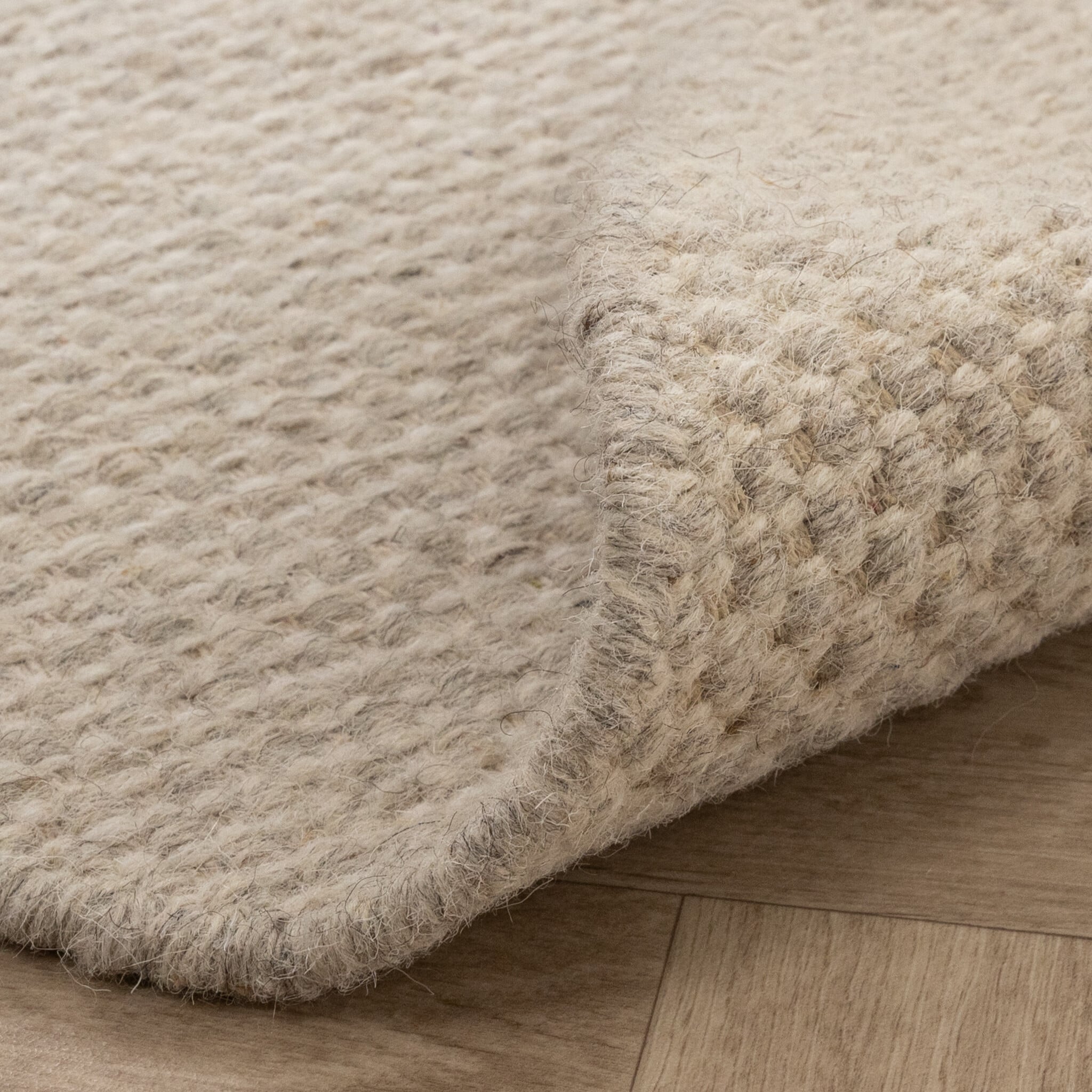 Round Wool Rug - Bliss Cream/White