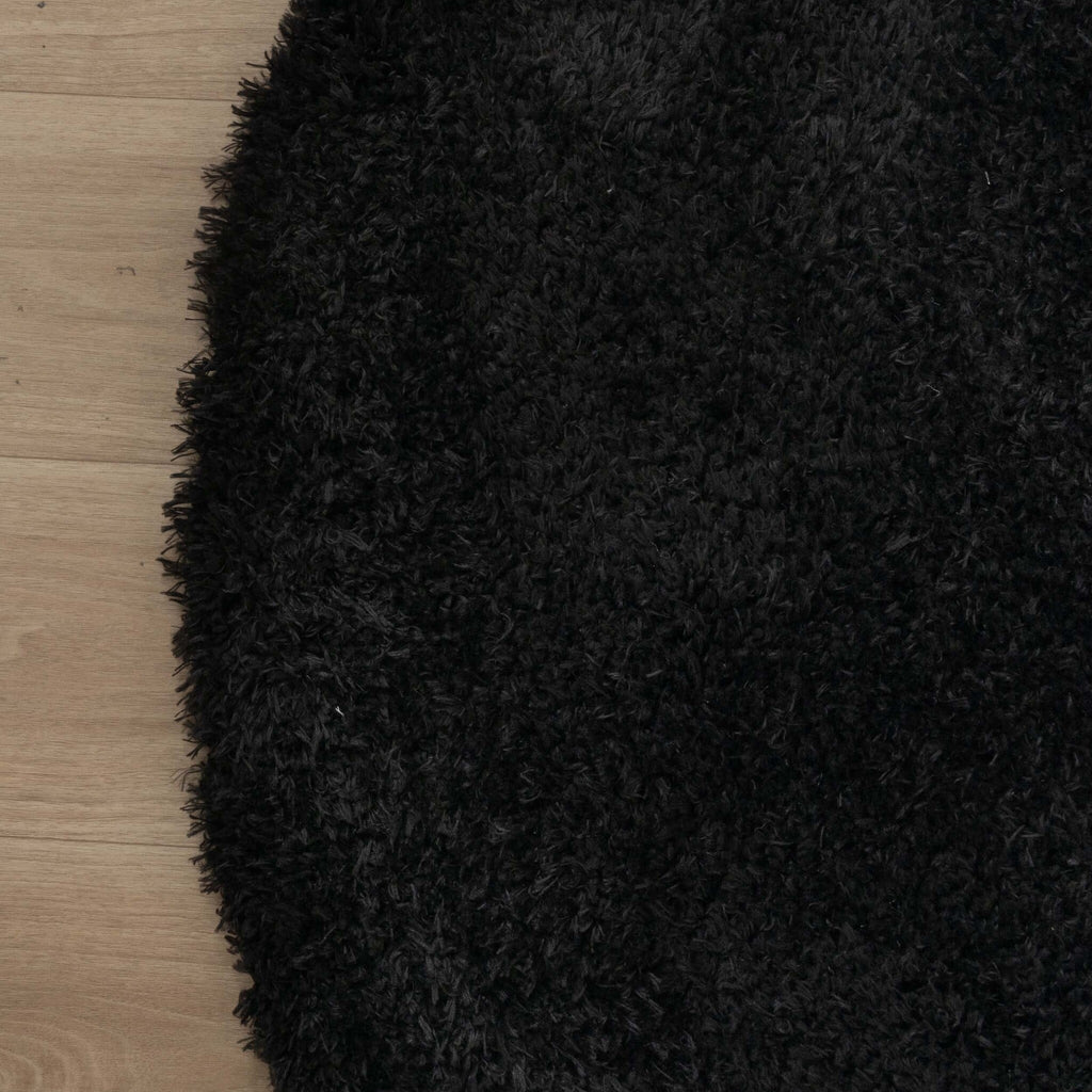 Round Shaggy Rug - Blaze Black
