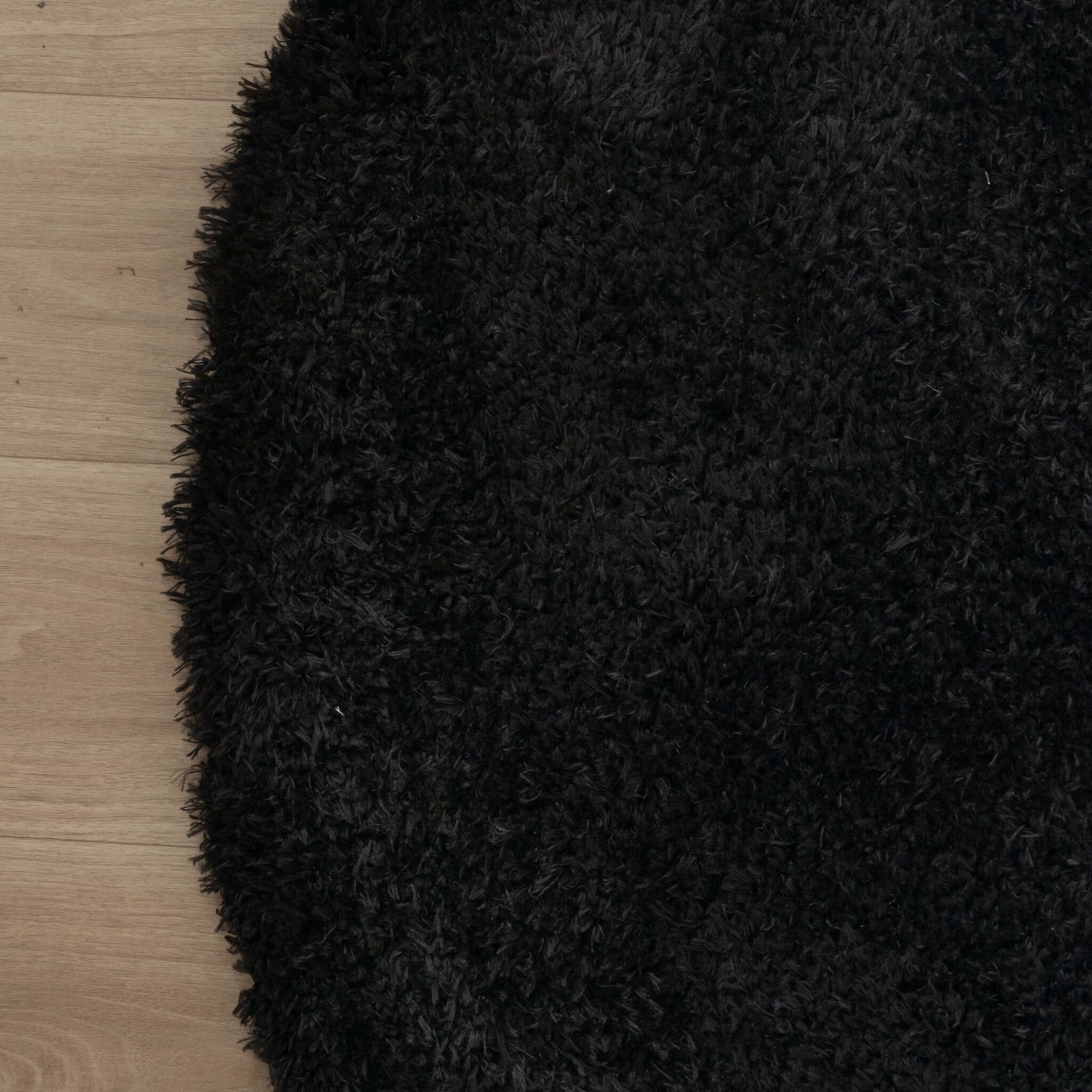 Round Shaggy Rug - Blaze Black