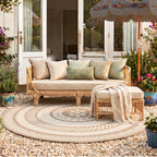 Round Jute Outdoor Rug – Nusa Medallion Beige/Cream