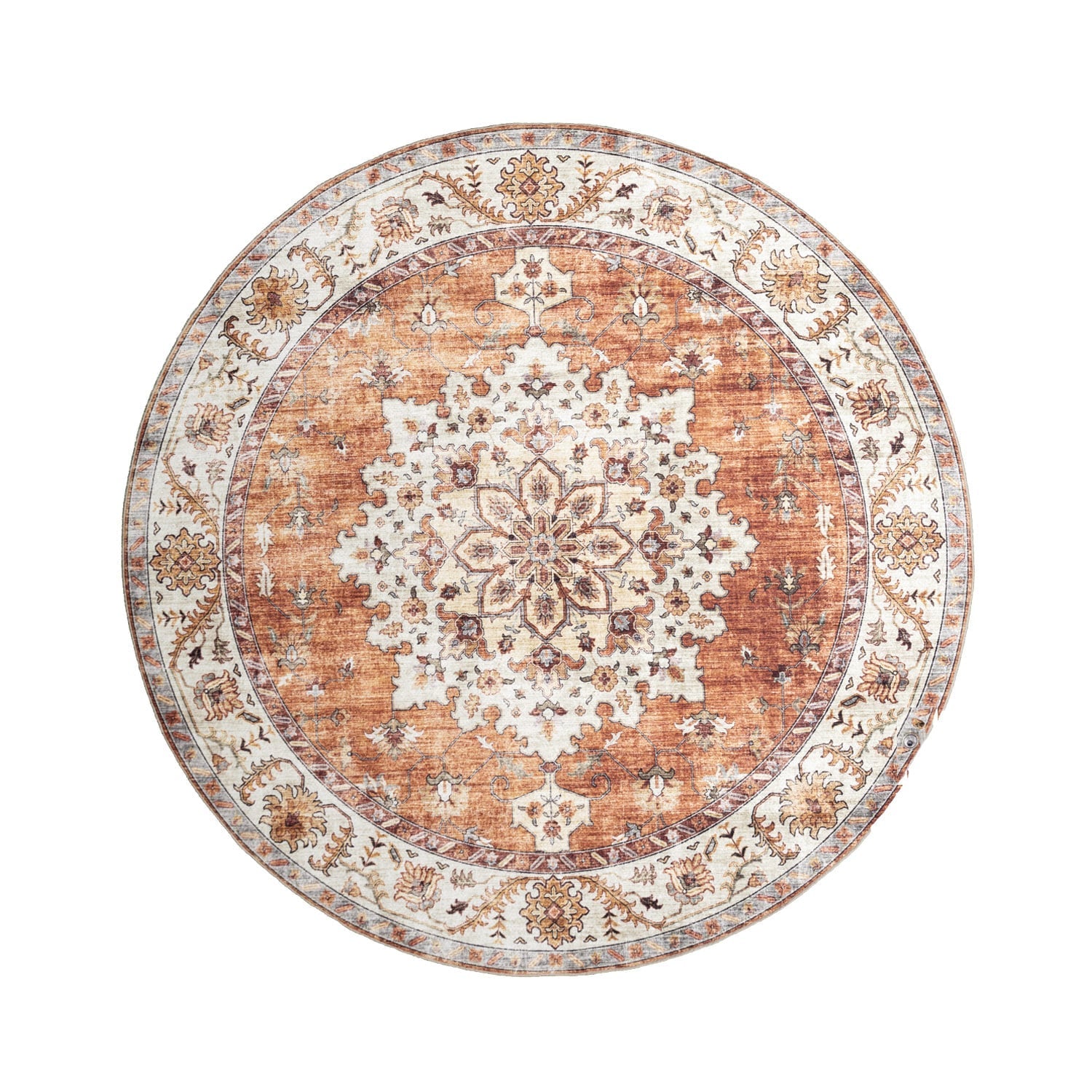 Round Vintage Outdoor Rug - Santo Medallion Terra