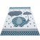Children's floor rug - Anna Elephant Umbrella Blue