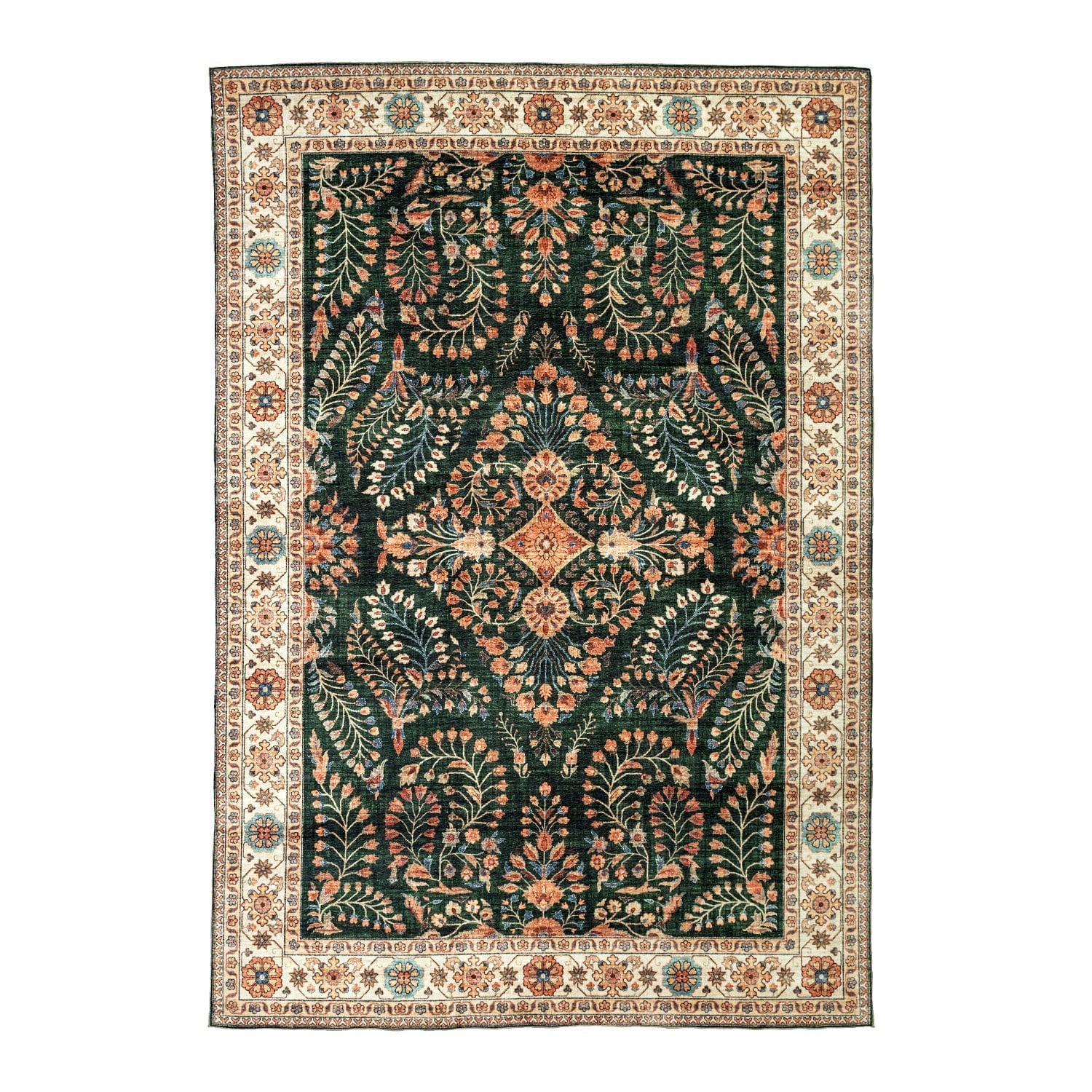 Vintage Outdoor Rug - Santo Flora Dark Green