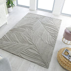 Modern floor rug - Solacio Leaves Grey